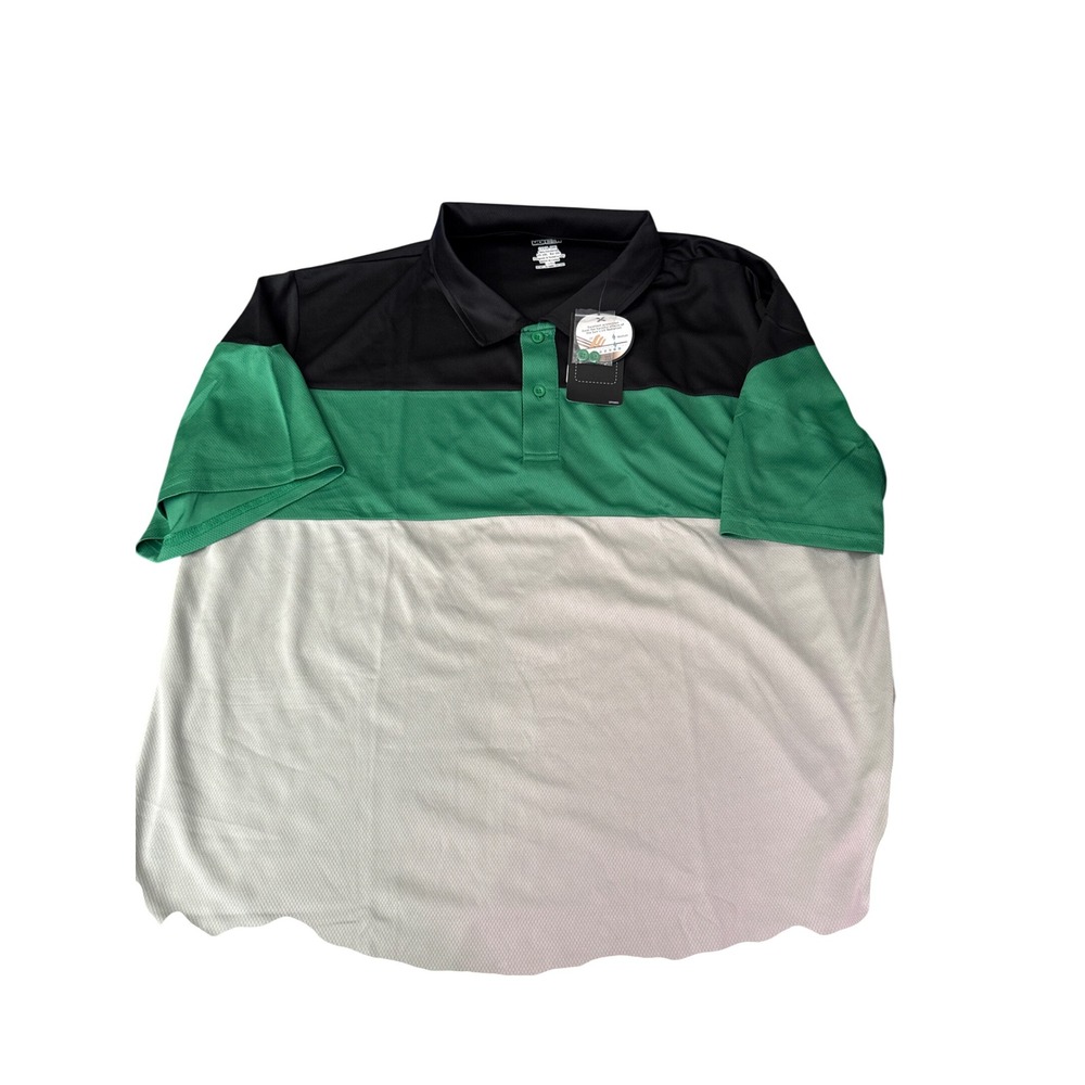 Moheen Mens Cool-Dri Performance Polo Shirt Colorblock UV Protection Black 2XL